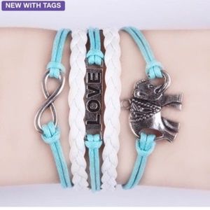 Leather Charm Bracelet Elephant Love